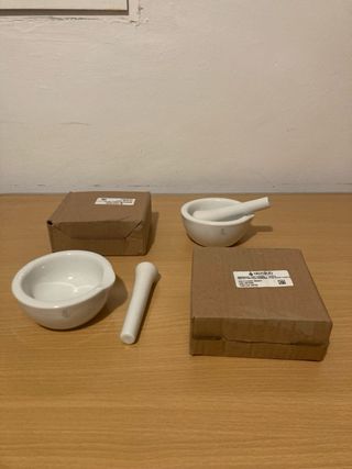Pack 2 Morteros Porcelana Blancos Nuevos !