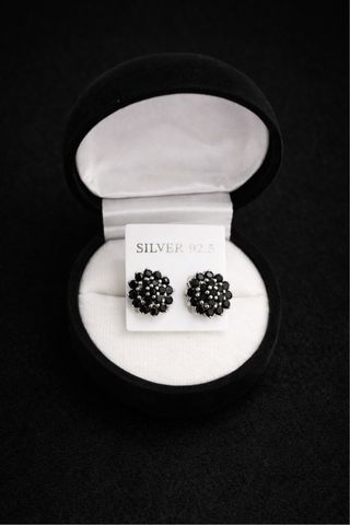 Pendientes Plata 925 Ónix Natural y Circonita