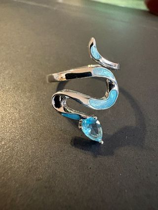 Anello Serpente Argento e pietra  Azzurra