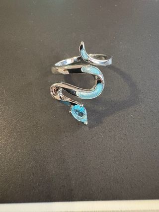Anello Serpente Argento e pietra  Azzurra