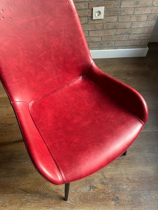 Juego 2 Sillas Cuero Rojo/Granate