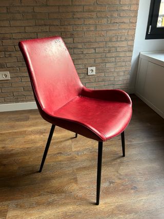 Juego 2 Sillas Cuero Rojo/Granate