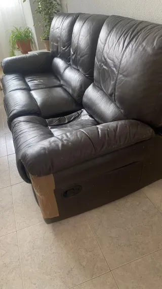 Sofá 3 plazas relax piel