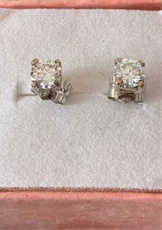 Pendientes Oro 18k Con 1.09 Ct Diamantes Naturales