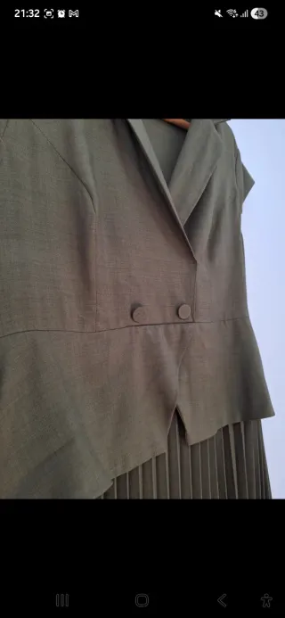 Vestido midi Shein verde militar talla 46