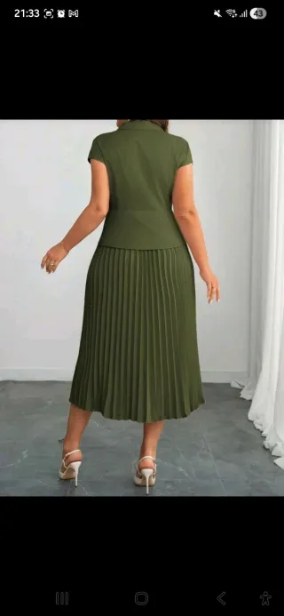 Vestido midi Shein verde militar talla 46