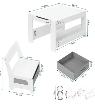 Mesa y Sillas Infantiles con Almacenamiento
