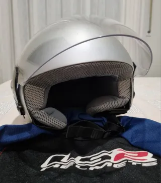 Casco Moto LS2 Plata. Talla S