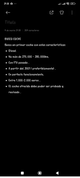 BUSCO COCHE LEER DESCRIPCIÓN