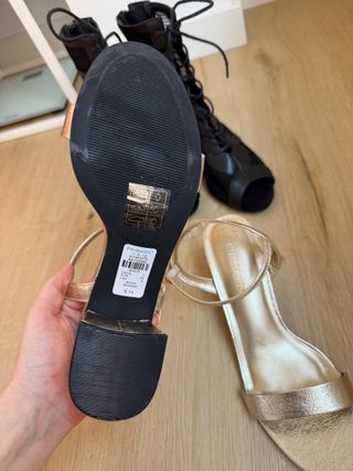Sandalias tacón bajo doradas Primark Talla 40