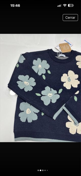 Jersey niña flores azul marino