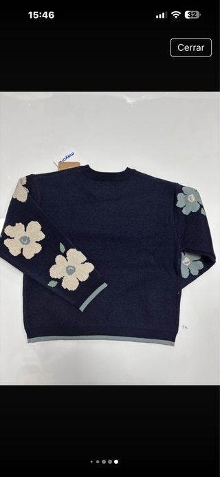 Jersey niña flores azul marino