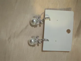 Orecchini perla bianca con fiocco zirconia elegant