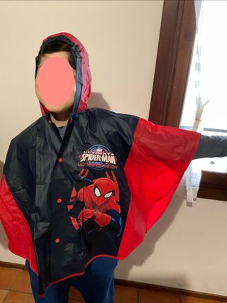 Mantella Poncho Pioggia Spiderman Bambino 4-6 Anni