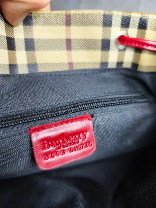 Bolso Mochila Burberry Check Rojo Beige