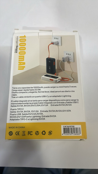 Power Bank 10000mAh Carga Rápida 22.5W