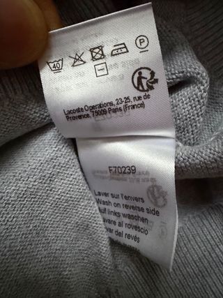 Jersey Lacoste Gris Talla L
