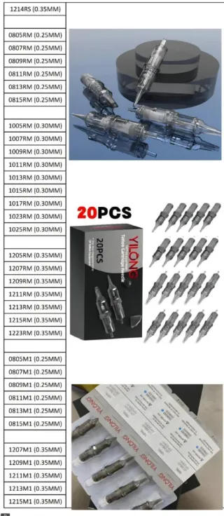 Agujas para el tatuaje, tipo cartucho