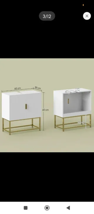 Mueble de baño blanco y dorado