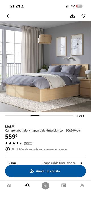 Canapé MALM 160x200 + 2 Mesitas Noche