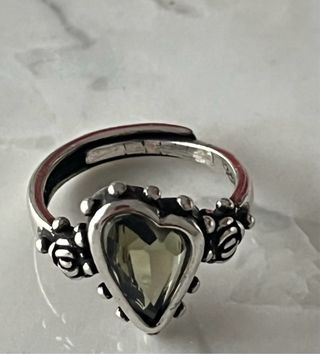Anillo Plata Corazón Rosa Verde