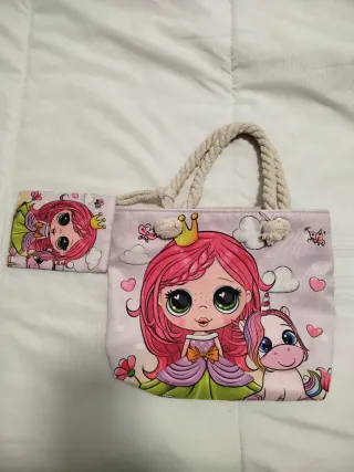 Bolso y cartera infantil princesa unicornio.