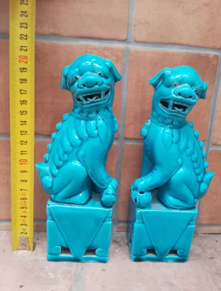 Coppia di cani Foo in ceramica