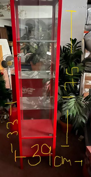 Expositor vitrina rojo con cerradura