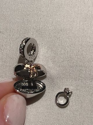 Charm Corazón Plata con Anillo