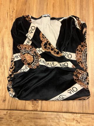 Vestito donna nero con stampa oro