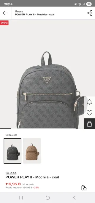 Mochila Guess Power Play II - Negra/Gris