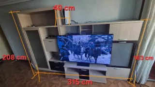 Mueble salón TV modular beige/marrón