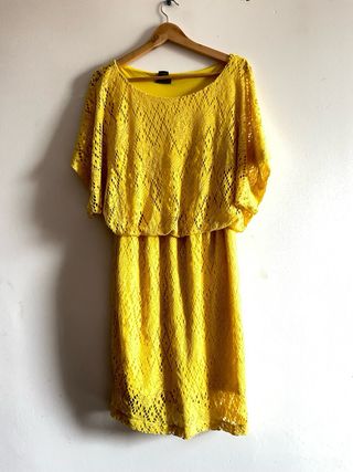 Vestido amarillo encaje talla única