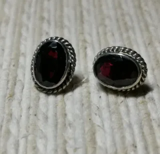 Orecchini Argento 925 Granato Rosso