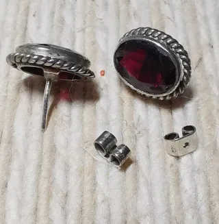 Orecchini Argento 925 Granato Rosso