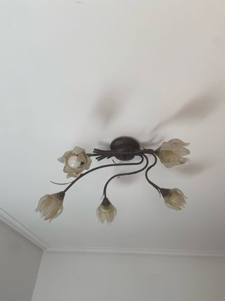 Lámpara de techo floral metal y cristal