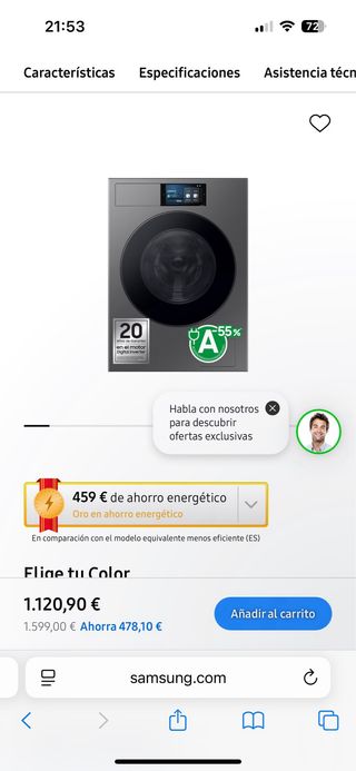 Lavadora Samsung Bespoke AI 9kg WF90F09C4SU3