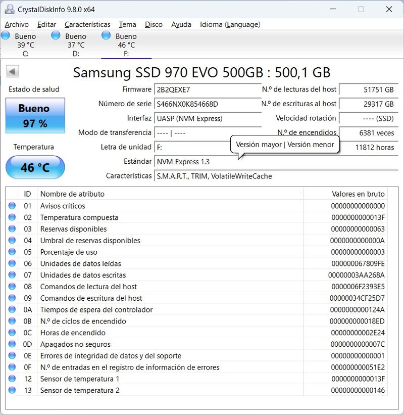 SSD Samsung 970 EVO 500GB NVMe M.2 afbeelding 3