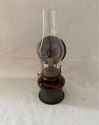 Quinqué antiguo de cristal y metal