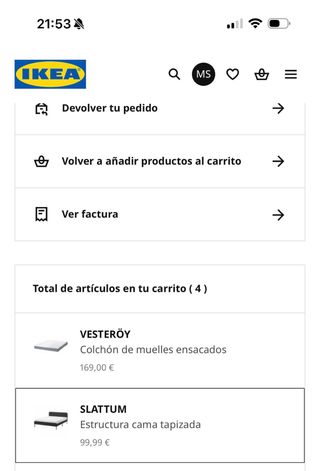 Cama Ikea SLATTUM Negra