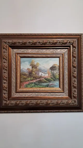 3 quadri vintage in legno e vetro