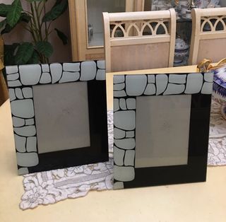 Conjunto 2 Molduras Vidro Pedra Decorativa