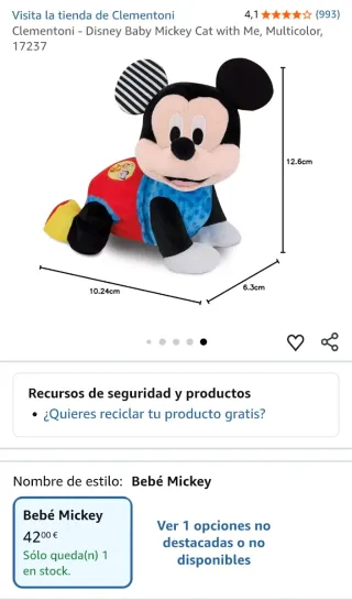 Mickey Gatea Peluche Interactivo