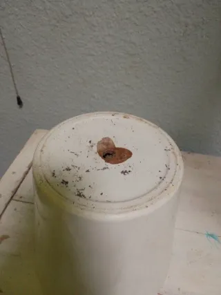 Macetero de barro pintado en blanco