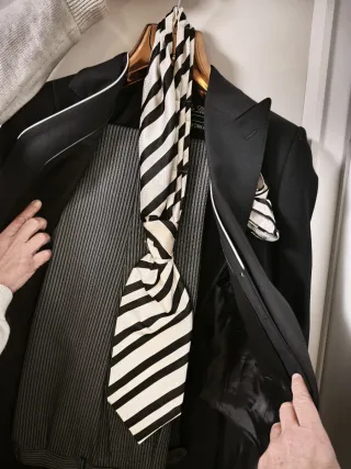 Traje Chaqué Novio Talla 46 Negro