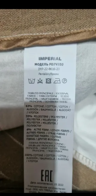 Pantaloni uomo Imperial a righe taglia 48