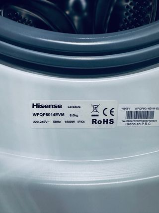 198.Lavadora Hisense 8 kilos Inverter Nueva Tara