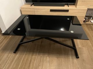 Mesa de salón elevable cristal negro