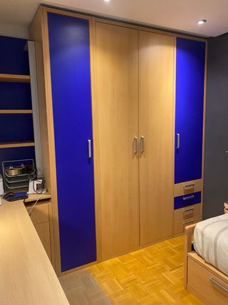 Habitación juvenil: Cama tren, armario y escritori