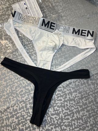 Tanga y Suspensorio Negro y Blanco